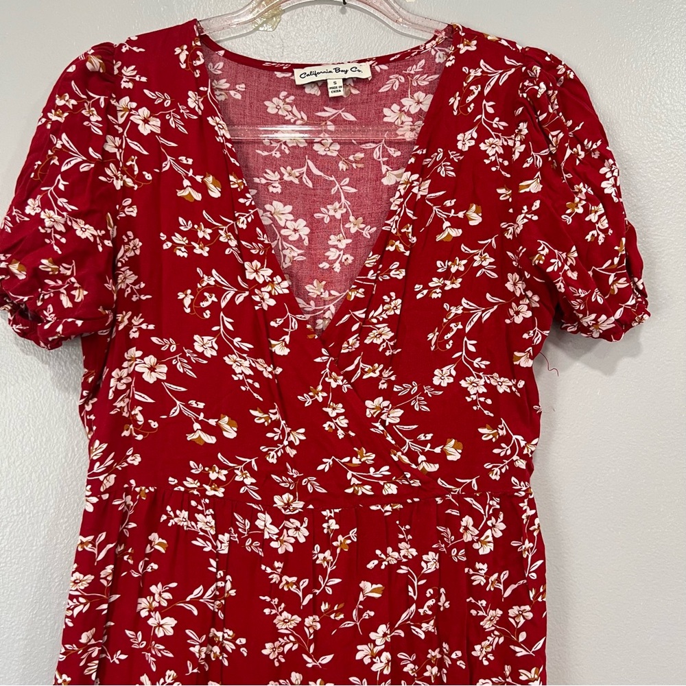 Red floral  V‎ neck maxi dress size S
cottagecore romantic spring style - Picture 5 of 8